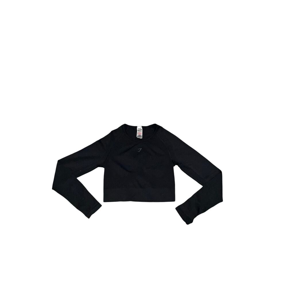 Gymshark Vital Seamless 2.0 Long Sleeve Crop Top Black Marl Size L
